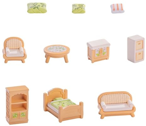 9pcs stili cinesi casa delle bambole soggiorno mobili in miniatura set con gigli delle valli design per bambini gioco creativo mobili in miniatura
