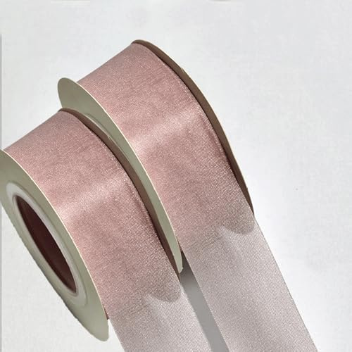 2 Rollen Satinband Altrosa 25mmx18m Seidenband Rosa Schleifen Chiffonband | Rosa Altrosa Schleifenband Stoff Satinbänder Geschenkband für Party Geburtstag Hochzeit DIY Geschenkverpackung Blumenstrauß