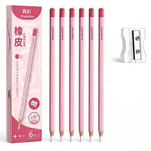 12 stycken suddgummi i pennform med pennvässare, suddgummi-penngrepp, Eraser pencil exakt och rent radergummi Precision raderstift, för ritning, studier, kontor