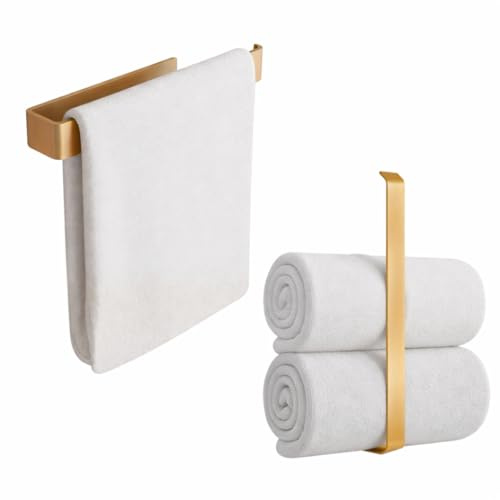 Anwicar Handtuchhalter ohne Bohren Gold 30x4,6x6 cm | Wand-Handtuchstange aus Stahl, schnelle Montage ohne Bohren für Bad und Küche