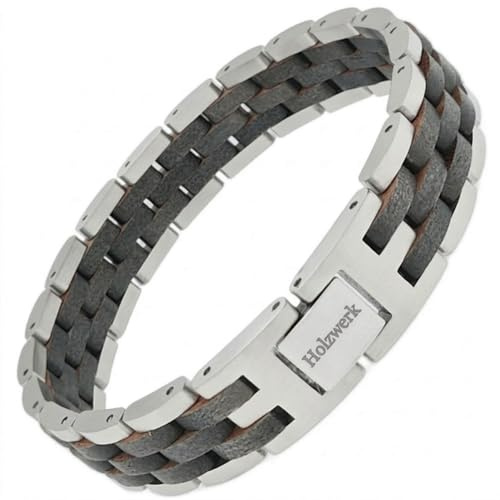 Holzwerk EDERSEE Natur Holz Armband für Damen und Herren Holzarmband Herrenarmband Damenarmband Braun Grau Einstellbar inkl. Armbandkürzer und Aufbewahrungsbox
