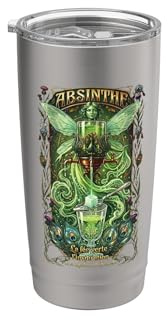 Absinthe Set with Glass, Spoon and Fountain Stainless Steel Insulated Tumbler