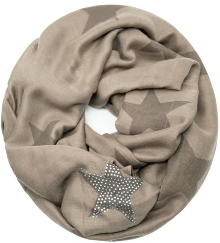Gloop Loop Schal mit Sternenmuster, Damen leichter Langschal Mehrfarbig | Damen Leichter Langschal, Schlauchschal, Loopschal Tuch für Frühling und Herbst in vielen Farben