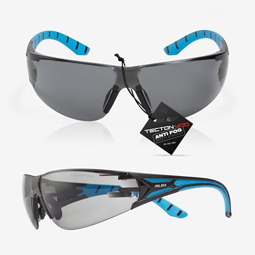 Riley Stream Sports Style Safety Glasses for Work, Cycling & Running – Protective Glasses with Wraparound Polycarbonate Lens, Anti-Fog Anti-Scratch Coating & Adjustable Nose Bridge – EN166 Certified