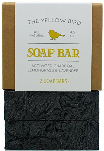 Handmade Soap Bar for Body & Face (Charcoal Lemongrass Lavender, 2 Bars)