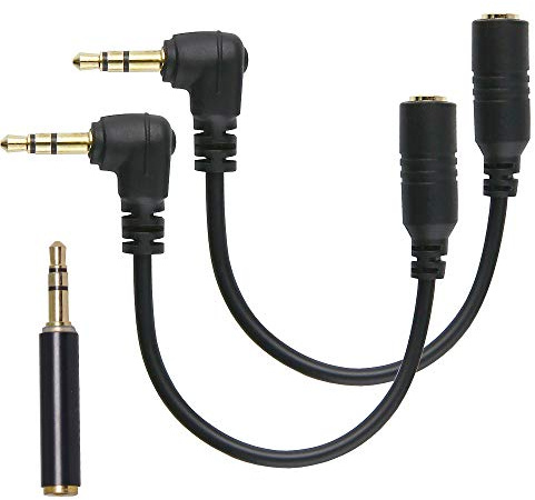Riqiorod TRRS to TRS Adapter Cable, 2Packs 3.5mm Audio Microphone Cords + 1PC TRRS Female to TRS Male Audio Adapter, for DSLR Camera, PC, Laptop, and iPhone, Android, Samsung, Windows Smartphone (RC3)