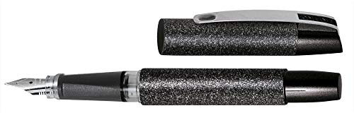 ONLINE 61405/3D Füller Campus Look Granite I Haptisches Design I Softtouch Griffstück I Iridiumfeder M I GRATIS: Kombipatrone blau
