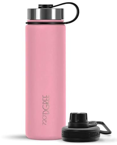 720°DGREE Edelstahl Trinkflasche 710ml “noLimit” - Auslaufsicher, Kohlensäure geeignet, BPA-Frei - Thermosflasche, Isolierflasche mit Schraubverschluss für Kinder, Schule, Fitness +Gratis Sportdeckel