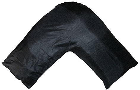 Gyulin Silky Soft Satin Soild Envelope Style V Shaped/Tri/Boomerang Pillow Cover Pillowcase Pillow Protector Cushion Cover for Orthopaedic/Pregnancy/Nursing Pillows,Only Cover No Insert Black