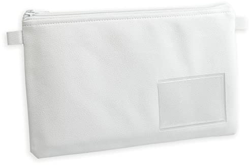 effektivo Banktasche Geldtasche farbig mit Reißverschluss und Fenster, Kunstleder weiß, passend für Dokumente bis DIN A5