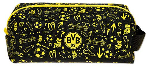 Borussia Dortmund Unisex Jugend Borussia Dortmund-faulenzermäppchen Groß Mäppchen, schwarzgelb, Einheitsgröße, Schwarz