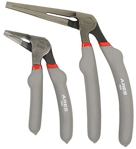 ARES 51018 – 2-Piece Angled Head Needle Nose Kiwi Pliers Set – 6-Inch and 8-Inch Pliers - Double Injection Handles for Superior Grip – Offset Angled Head Offers Increased Access and Leverage