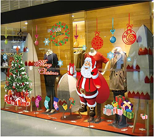 4 Fogli di Vetrofanie Natalizie la Finestra Extra Large si Aggrappa Alle Decalcomanie Delle Renne di Babbo Natale Con Fiocchi di Neve di Natale per Forniture per Feste In Vetro