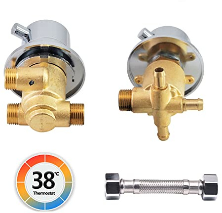Mitigeur Thermostatique Robinet De Douche, 2/3/4 Voie Laiton Mitigeur Cabine De Douche Filetage/Intubation Aves Cartouche En Céramique, Pour Cabine Ou Hammam, G1/2 Intubation 3 Way