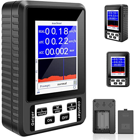 Geigerzähler Radioaktivität Strahlungsmessgerät Wiederverwendbar Emf Messgerät USB Aufladung Hochpräzises Dosimeter Mit Hintergrundbeleuchtung Persönliches Dosimeter Radioaktivität(schwarz)