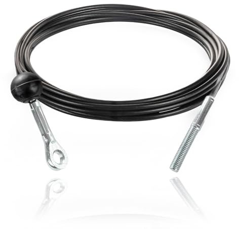 DQ-PP Stahlseil ummantelt mit Öse, Gewindebolzen und Ballstopper für Fitnessgeräte | 5mm / 6,5mm | 50m | 7x19 | Drahtseil | Gym Kabel | Schwarz | Fitness | 5000cm