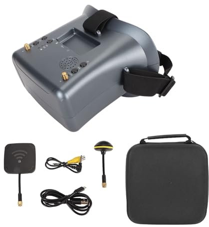 Occhiali Video FPV con Monitor LCD da 4,3 Pollici con DVR, Doppia Antenna 800x480 Occhiali per Aerei RC da 5,8 G Obiettivo Trasparente Al 92% Funzione di Ricerca Automatica