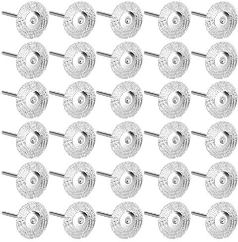 30Pcs Steel Wire Brushes Set Mini Abrasive Fiber Buffing Wheel Wood Carving Brush for Rust and Paint Removal Polishing Tools