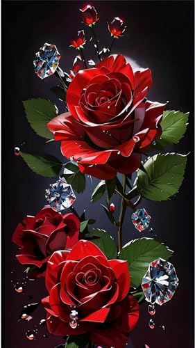 ZHUMUTO Diamond Painting Groß XXL Bilder Set Erwachsene,40x70 cm Rosen,5D Diamant Painting Bilder Erwachsene mit Zubehör Stift Für Wohnzimmer Dekoration