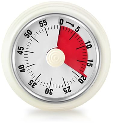 Teeloray Visueller Timer, Eieruhr, 60-Minuten Countdown Timer für Kinder und Erwachsene, Mechanisch Küchentimer, Eieruhr Kühlschrank mit Magnetfuß, Klingelarm, für Studie Kochen,Weiß