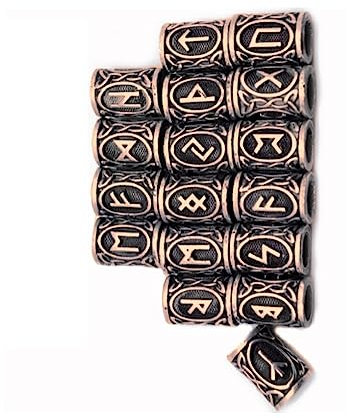 CLSSLVVBN Packung mit 24 Bartperlen, Exquisite Runen Zöpfe, langlebig, antiker Bart, schnelle Beader Haarspangen, Geschenke, Halskette, Schmuck, antikes Kupfer