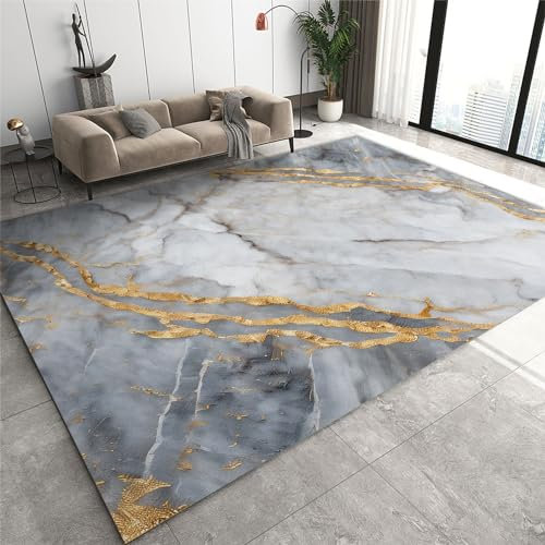Teppiche mit Goldfolie und weißer Jadestruktur, luxuriöser weißer Marmorteppich, Rutschfester moderner Trendteppich, Kleiner weicher Kurzflorteppich für Kinderzimmer, Spielzimmerteppich, 80 x 150 cm