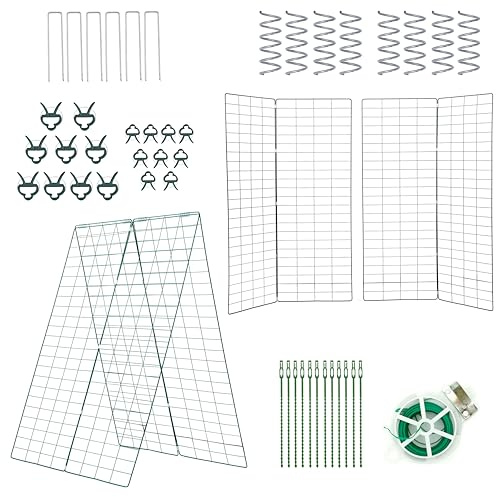 ESTEXO Rankhilfe Rankgitter Gitterspalier 2er Set Kletterhilfe Metall Gitter Ranksäule mit Erdanker und Befestigungsclips