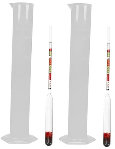 WATIIFUFU 2sets Misuratore di Idrometro Scala e Manuale per Vino Strumento per Misurare Contenuto di Zucchero Vetro e Plastica Durevole