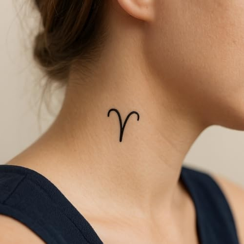 Faux Tatouage SIGNE ASTROLOGIQUE - Temporalis® | Tatouage Ephemere Femme et Homme – Cosmétique Certifié UE, Encre Vegan & Waterproof – Dure 1 à 2 semaines [ Tattoo Bélier – XS ]