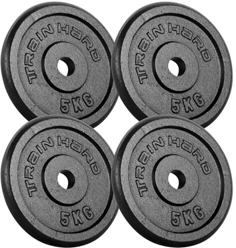 Train Hard® Hantelscheiben Set, 5/10/15/20/30/40/50/60kg,30/31mm Bohrung, Gusseisen, Gewichtsscheiben, Hantelgewichte, Fitness Scheiben (20kg, A:5x4)