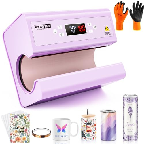 Becher Wärmepresse, Auto-Becher-Pressmaschine, 850 ml, 567 ml, 473 ml, Sublimationsgläser, Glasdosen, DIY-Wärmetransferpresse, Vinyl für 7,5–8,5 cm Kaffeetassen (Auto Purple)