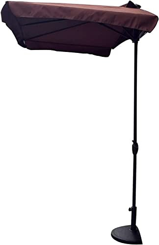 Demi-parasol rectangulaire pour jardin, balcon, tente, 230 cm x 130 cm, manivelle couleur café