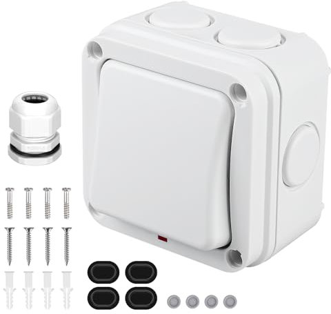 Interruttore universale, resistente alle intemperie, impermeabile, interruttore impermeabile, interruttore della luce, interruttore doppio, interruttore impermeabile Ip66, interruttore singolo,