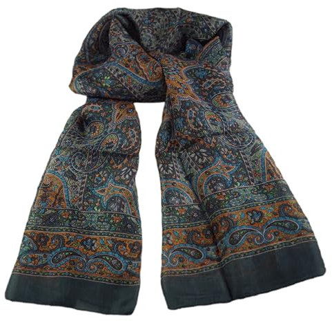 musimon Schal Seidenschal Paisley-Muster 100% Seide 168x50 cm Nr 4 (orange)