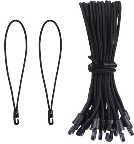 KINDPMA 60 Stück Spanngummi mit Haken Schwarz 2 Längen Expander 10cm/15cm mit Haken Multifunktional Gummispanner Planenspanner Kurz für Planen Zelt Net Camping Gepäckträger Fahrrad Motorrad