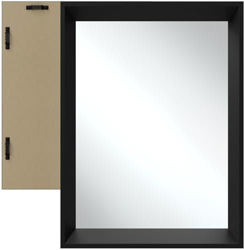 TecTake Rechteckiger, schwarzegelber Kunststoff-Rahmen-Designspiegel, 50x70 cm, für Schlafzimmer, Wohnzimmer, Eingangsbereich, Badezimmer