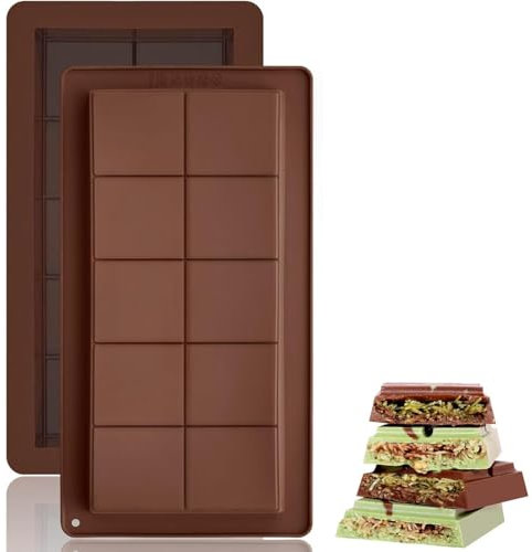 2 moldes de silicona para barra de chocolate profundo, moldes gruesos para chocolates profundos, moldes para caramelos, praliné