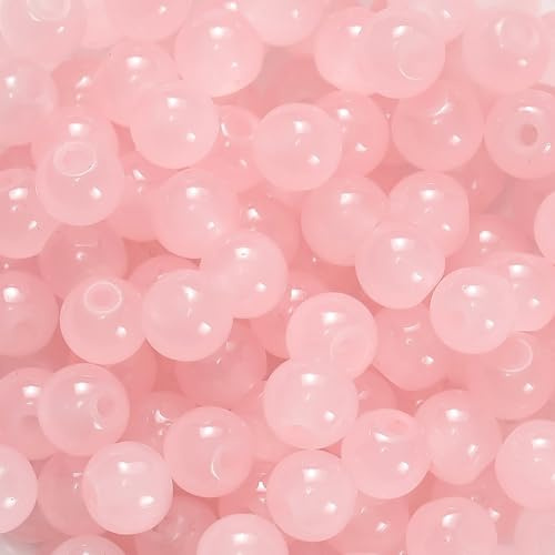 50 Rosenquarzperlen 8mm, Runde Edelsteinperlen Schmuckherstellung Loch 1mm | Handgefertigte Perlen, natürlicher Quarzstein, Halskette Armband DIY, Durchmesser 1mm, lose Steine, rosa Farbe, handmade