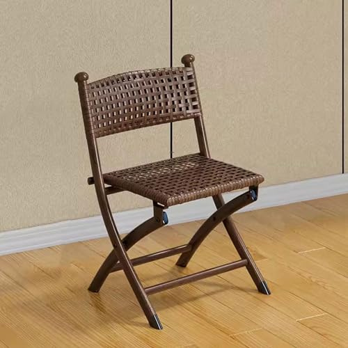 Vintage Holz Rattan Klappstuhl Leicht Kompakt Outdoor Gartenhocker für Balkon Camping Picknick Garage Stapelbar Freizeitsitz