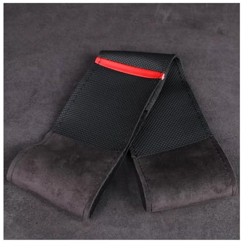 Protector Volante Funda para Volante de Coche de 38 cm, Suave, Antideslizante, de Microfibra y Gamuza, con Agarre Mejorado, Transpirable y cómoda para Todas Las Estaciones. Cubierta(B-Black-X)