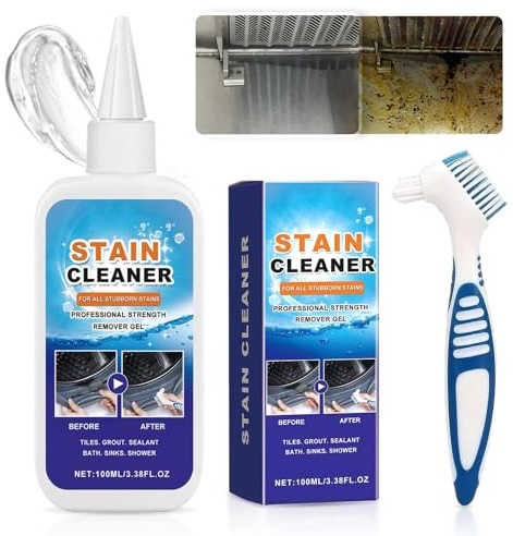 Household Stain Removing Gel, 2025 New 100ml Multi-Purpose Grout Cleaner, Washing Machine Cleaner for Tiles, Bathroom, Kitchen Sink, Refrigerator, Shower & Window Stains (1)