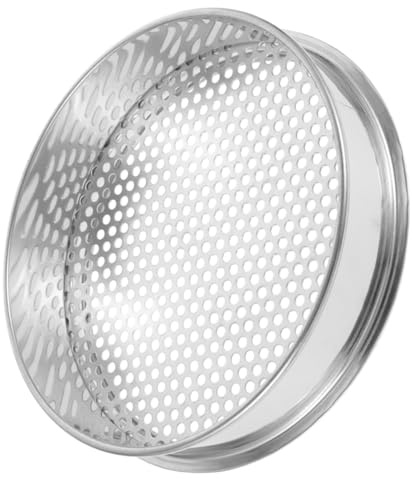 TOYANDONA Tamis Terre en Acier Inoxydable Argenté, Tamiseur de Sol Rond 4mm, Compact et Portable, pour Jardinage Extérieur et Criblage