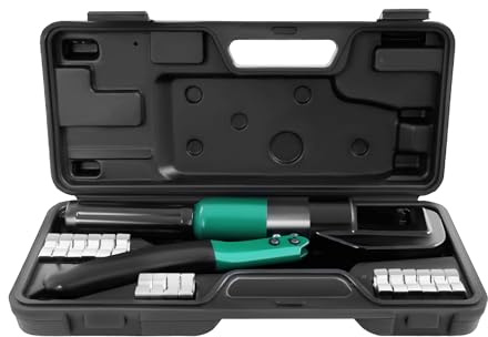 Set di pinze idrauliche e pinze professionali per tubi – Pinza crimpatrice con testa girevole a 360° e 8 matrici (4-70 mm²) – Utensile per pressare per tubi in alluminio, plastica, multistrato