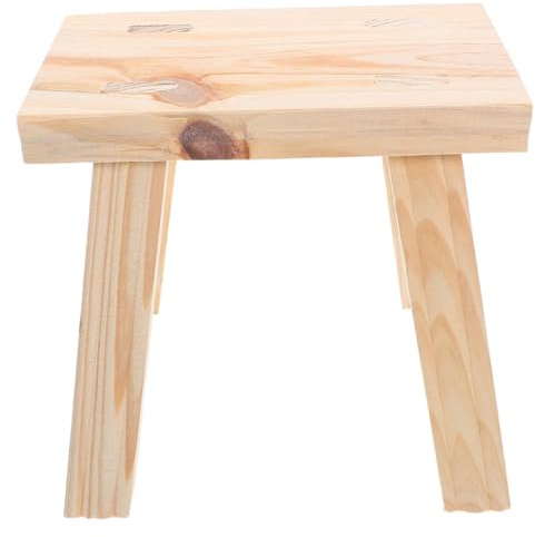 Hohopeti Tabouret Bois Massif pour Garçon Fille et Adultes Marchepied Multifonction avec Bords Arrondis Sécurisés Finition Facile à Nettoyer Siège Compact Beige pour Salle de Bain Chambre