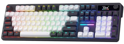 Redragon K762 Wireless Gasket Gaming Keyboard w/Hype Screen & Knob, 104 Keys Mechanical Keyboard, Easy-Control 1.14’’ TFT Info Display, 5-Layer Noise Dampening, Round PBT Keycaps, Mint Mambo Switch