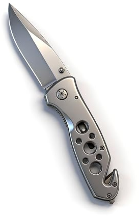 Coltello pieghevole lunghezza totale 20cm - Coltellino affilato per esterni e da sopravvivenza con lama 8,3cm in acciaio inossidabile. Con clip da cintura e astuccio.