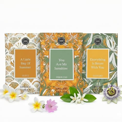 3er Set Duftsäckchen Meeresbrise, Zitrus & Passionsblume Raumduft | Sommerlich frische Duftbeutel für Kleiderschrank, Bad und Wohnraum - langanhaltender Duft bis zu 4 Monate, je 30 g