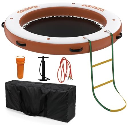 Garvee Plateforme Flottante Gonflable hexagonale - Surface EVA antidérapante, échelle de Corde - Île Flottante avec Filet de Bain, Robuste pour 4 à 7 Adultes - pour lac, Piscine, Plage, Bateau, océan