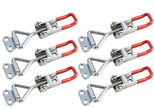 6 PCS Loquet À Bascule Réglable, Sauterelle De Serrage Métallique, Fermeture À Levier Pour Remorque, Valises, Portes, Armoires, 100 kg Force De Serrage, Loquet De Sécurité Sans Cadenas
