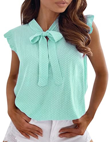 Generisk tanktopp för damer, sommar, lös, damer, polka Dot Y2K Cami topp, fashionabla långtoppar, rosett, camisole, elegant festtopp, lös passform, blustopp, bomull, linne, ärmlösa toppar, Minegrön